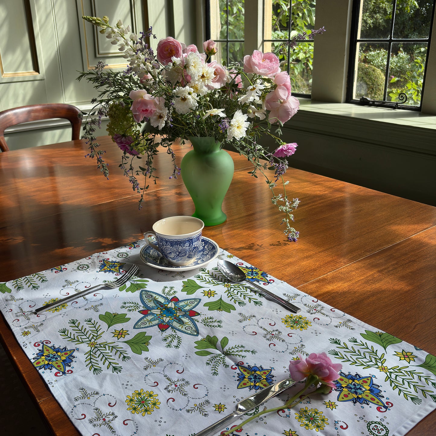 Folk Lattice Tea Towel – 100% Cotton, Artist Designed