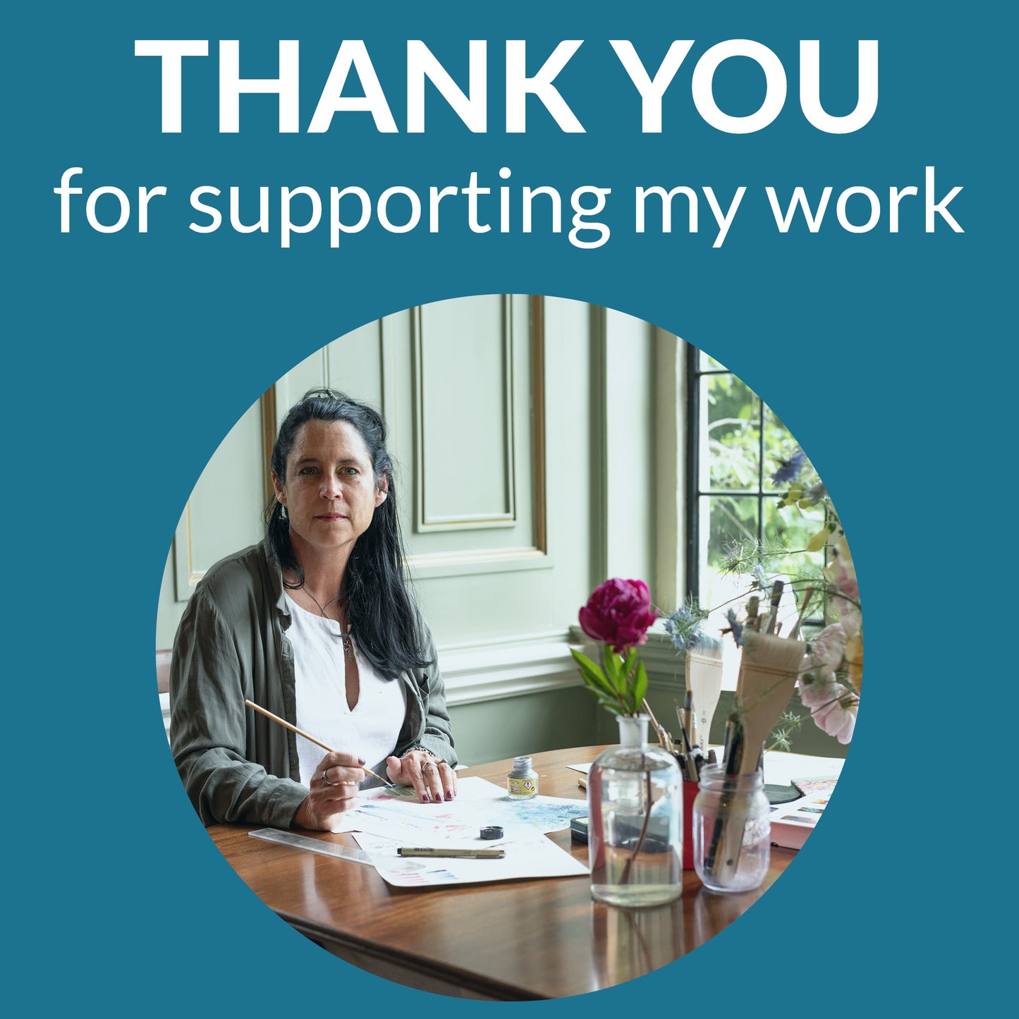 Green Protea Tea Towel, Original Watercolour, Sustainable Cotton