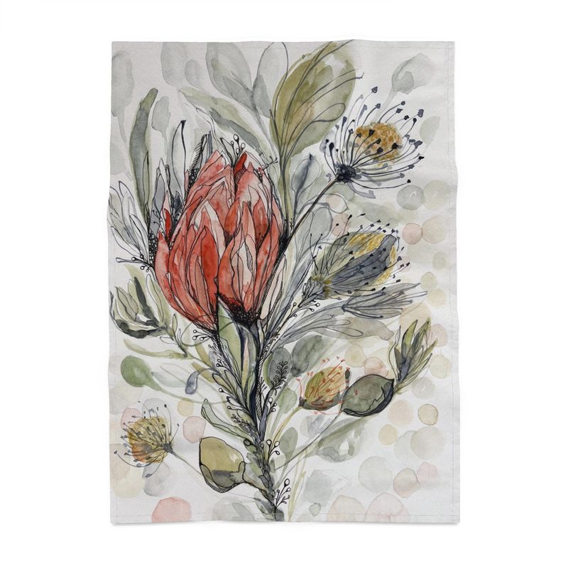 Coral protea Tea Towel Original Watercolour, Sustainable Cotton