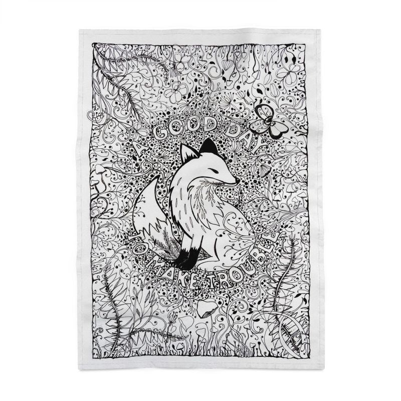 'A Good Day to Make Trouble' Tea Towel - Artist Drawn, 100% Cotton.