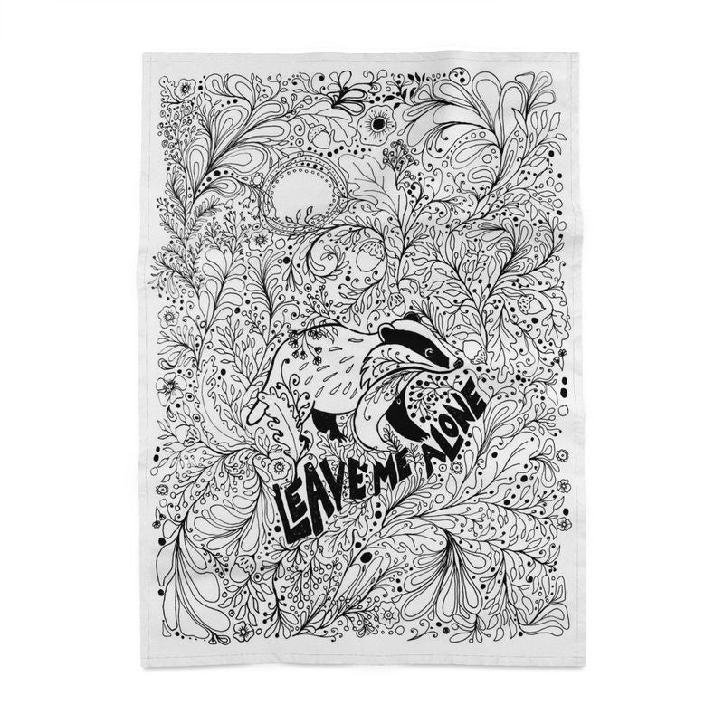 'Leave Me Alone' Badger Tea Towel - Artist Designed, 100% Cotton
