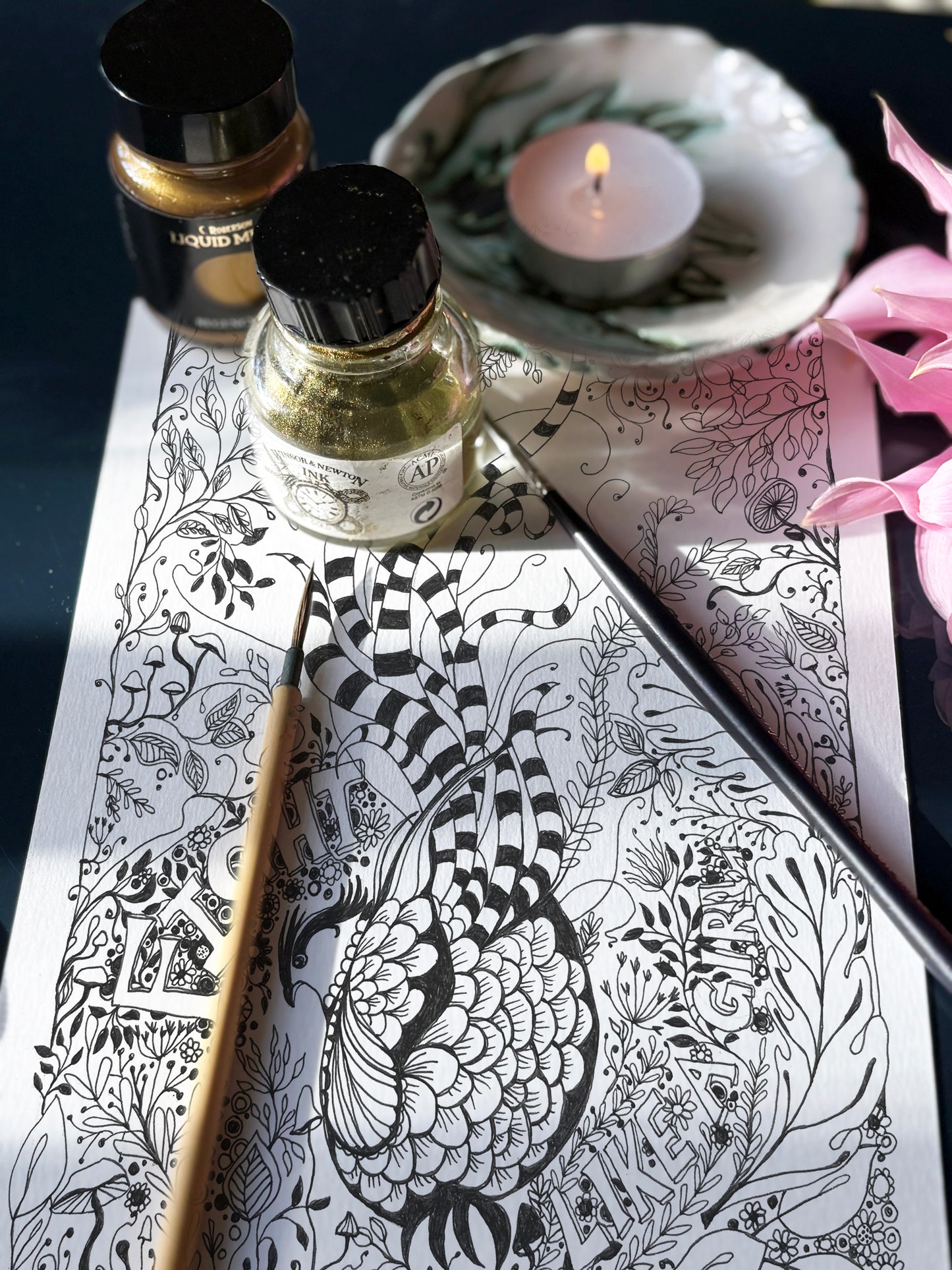 “Fight Like a Girl” Woodland Pheasant, Black & White Art Print