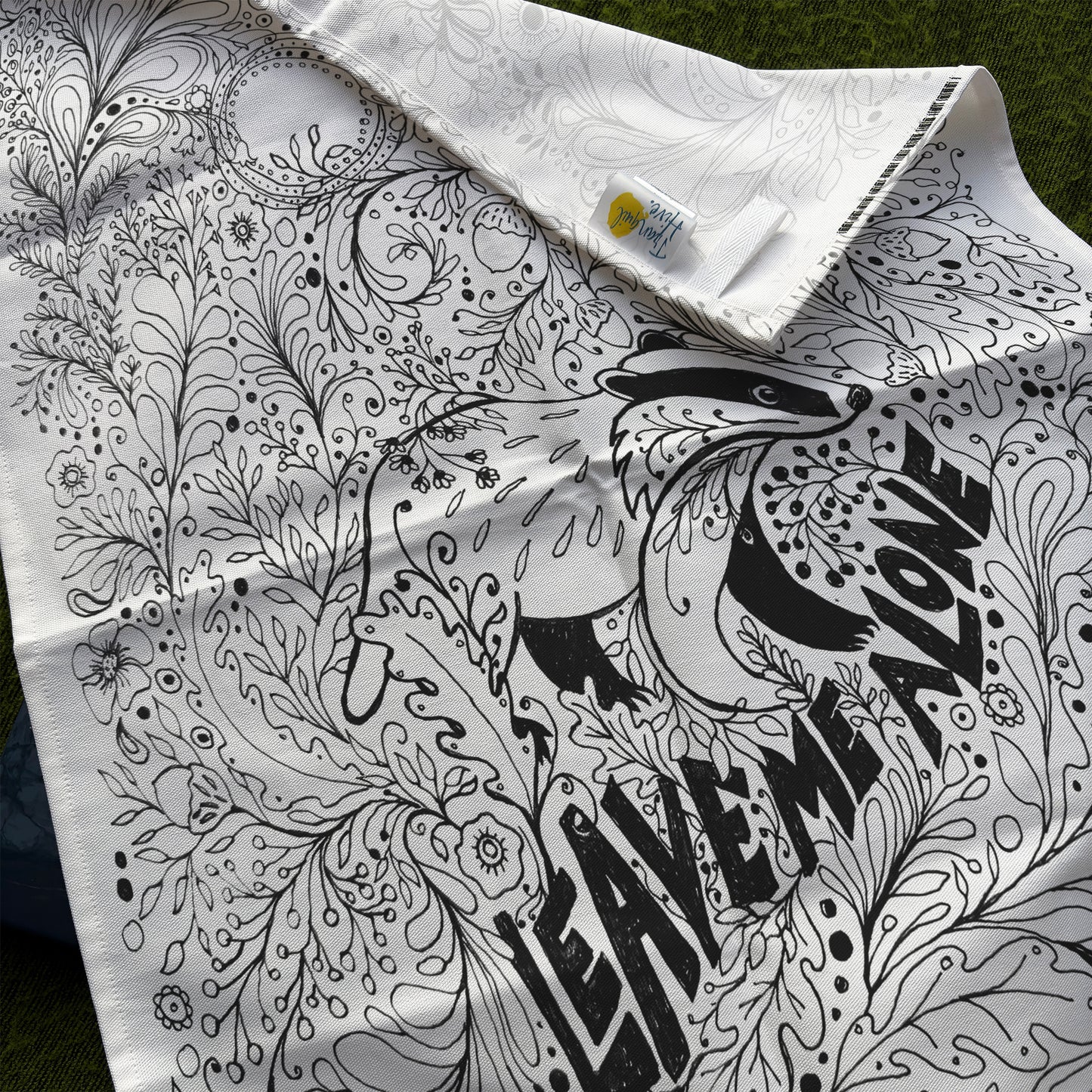 'Leave Me Alone' Badger Tea Towel - Artist Designed, 100% Cotton