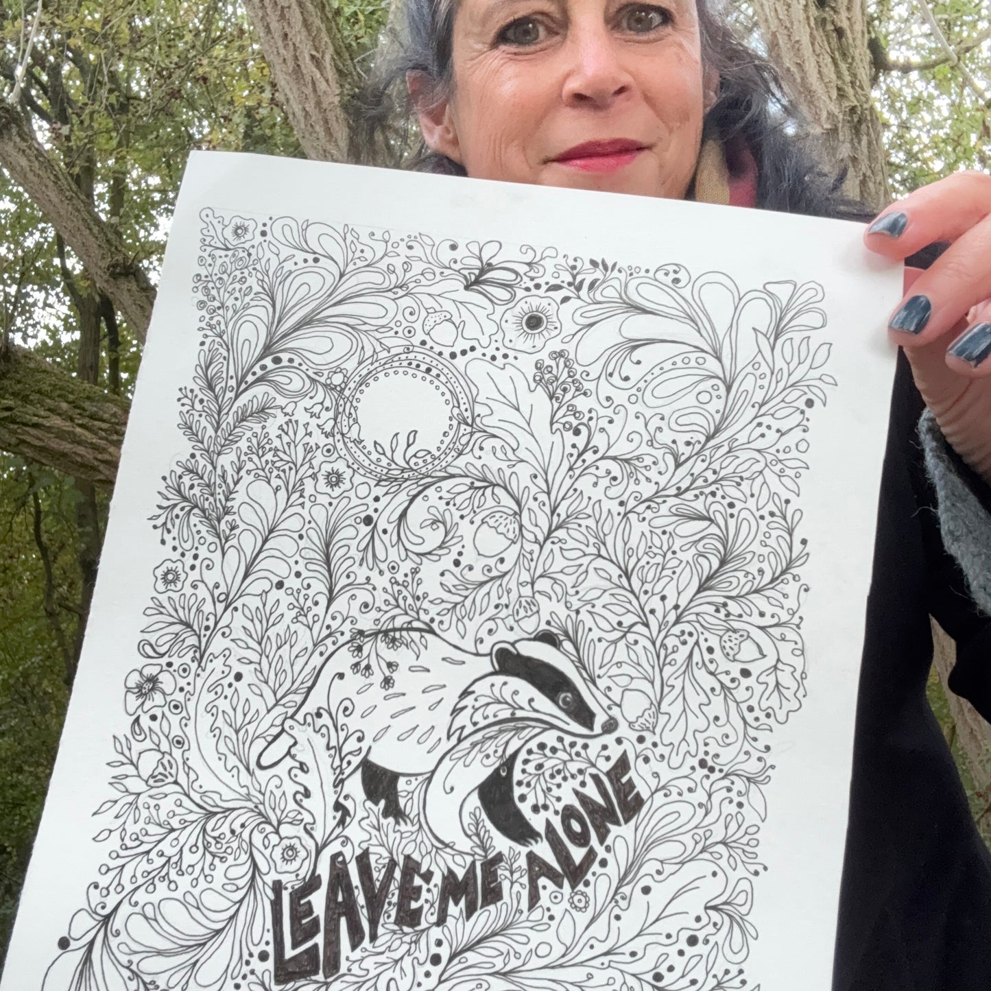 'Leave Me Alone' Badger Tea Towel - Artist Designed, 100% Cotton