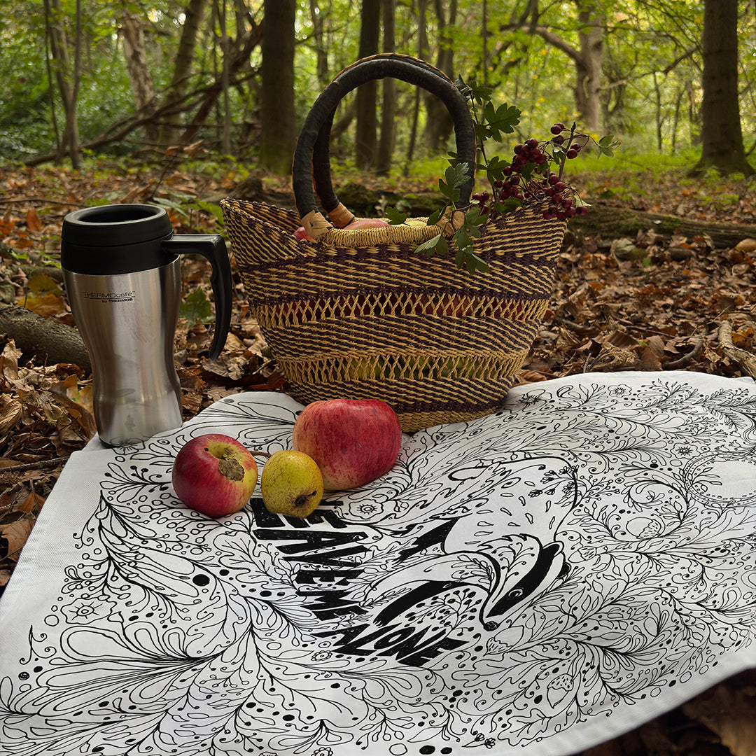 'Leave Me Alone' Badger Tea Towel - Artist Designed, 100% Cotton