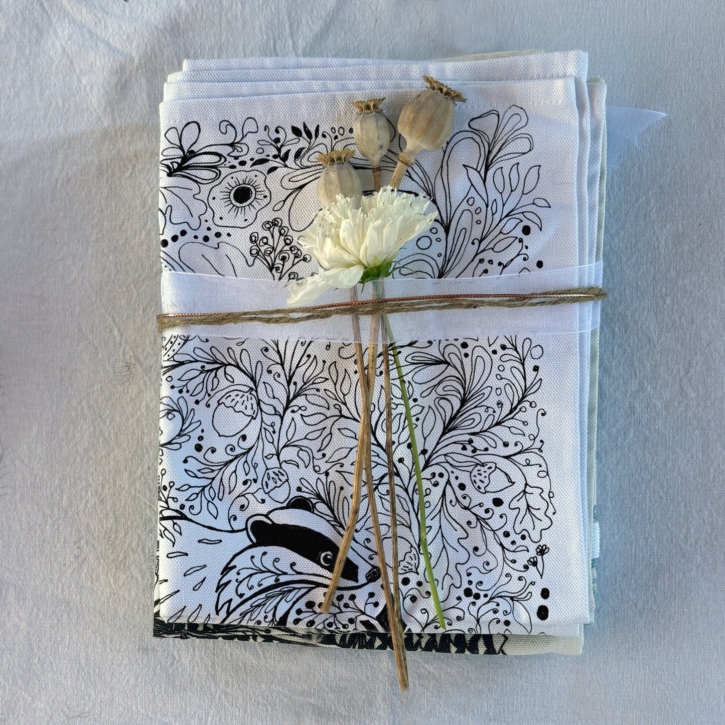 'Leave Me Alone' Badger Tea Towel - Artist Designed, 100% Cotton