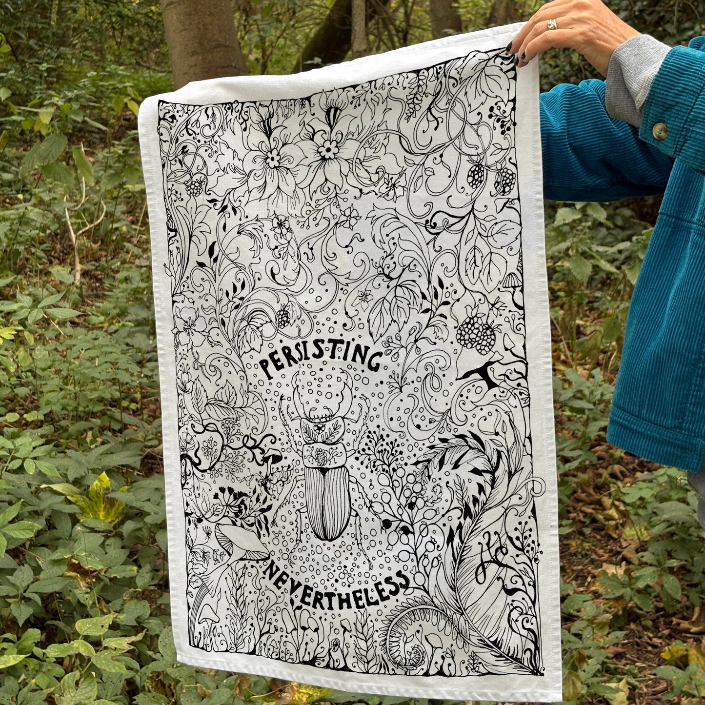 'Persisting Nevertheless' Tea Towel - Artist Drawn, 100% Cotton
