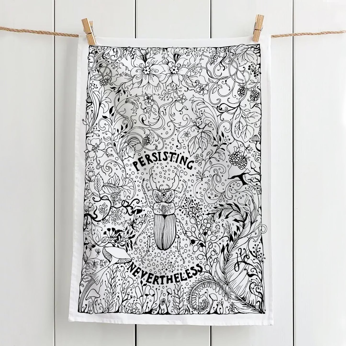 'Persisting Nevertheless' Tea Towel - Artist Drawn, 100% Cotton
