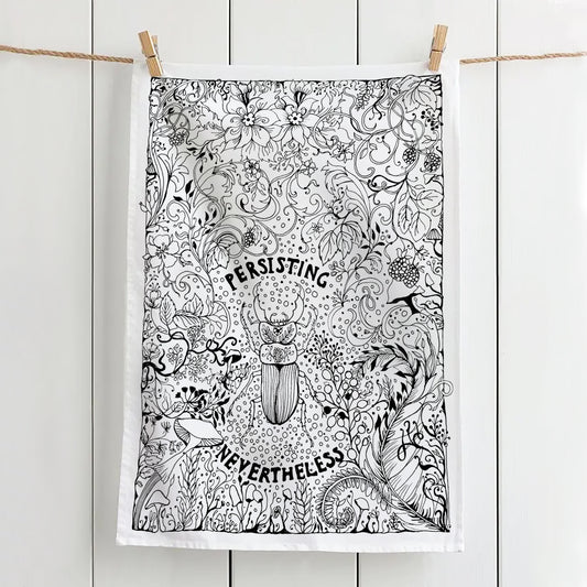 'Persisting Nevertheless' Tea Towel - Artist Drawn, 100% Cotton