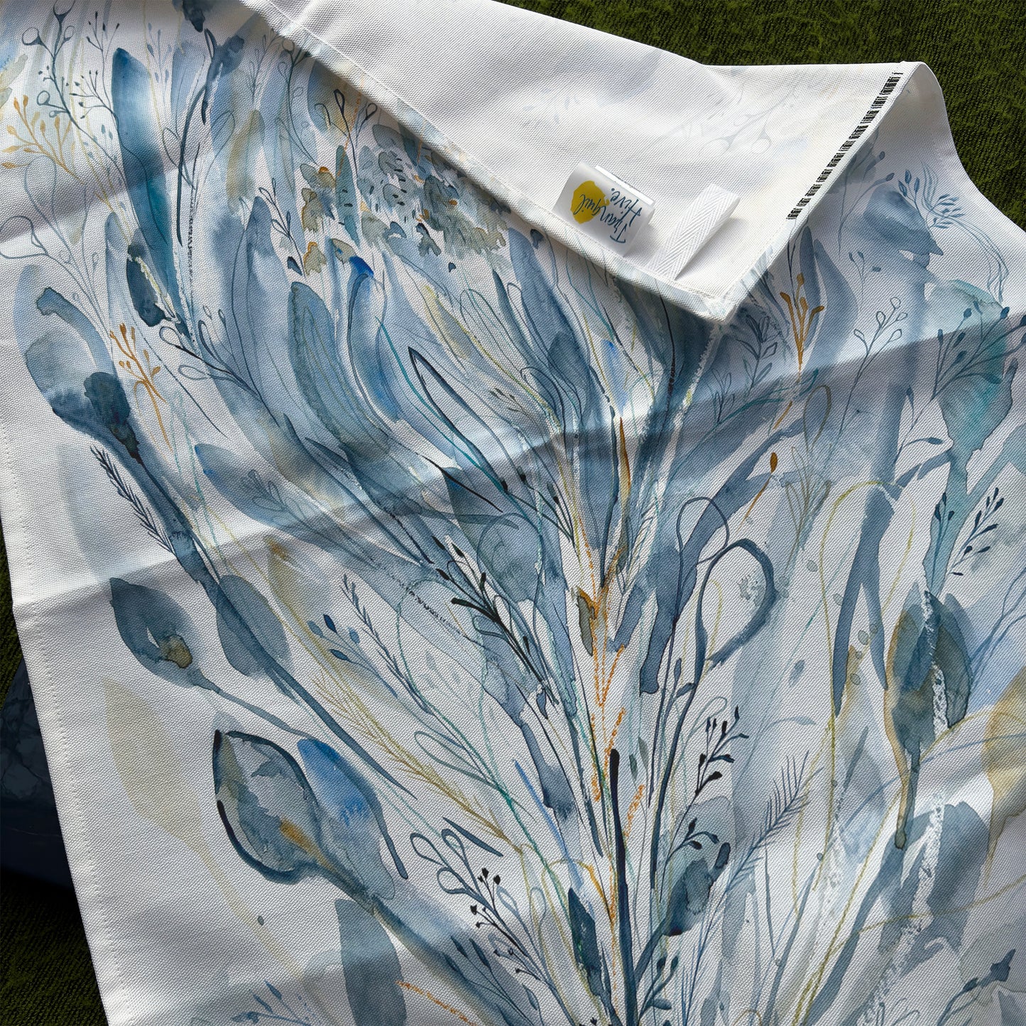 Blue Dusk Protea, 100% cotton tea towel