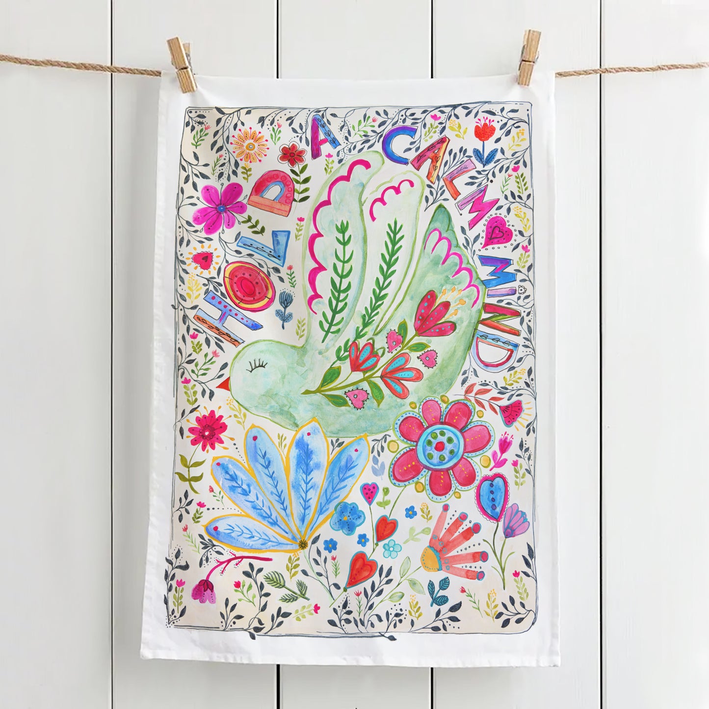 Hold a Calm Mind, 100% Cotton tea towel by Bonny Jennings