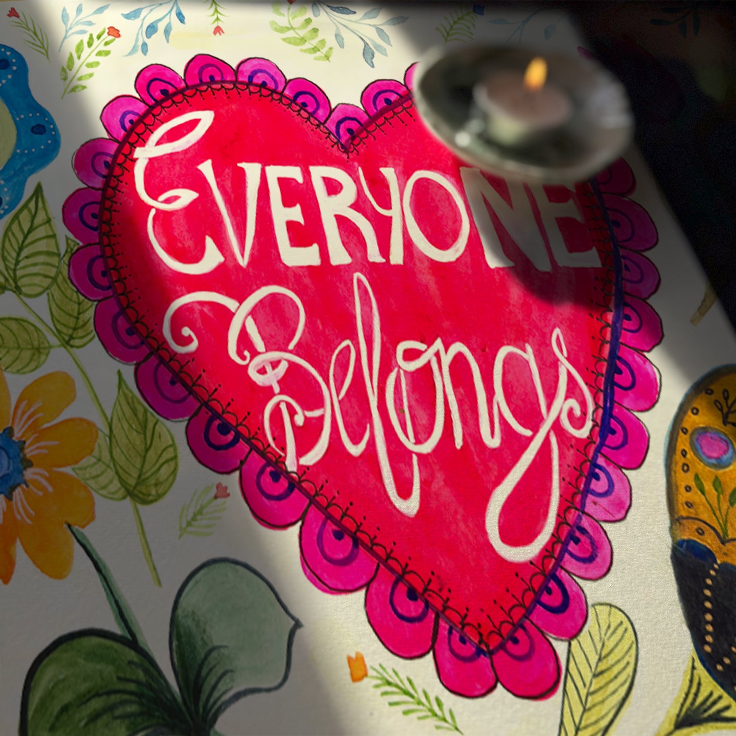 Disobey, Resist - Everyone Belongs cotton tea towel, by Bonny Jennings