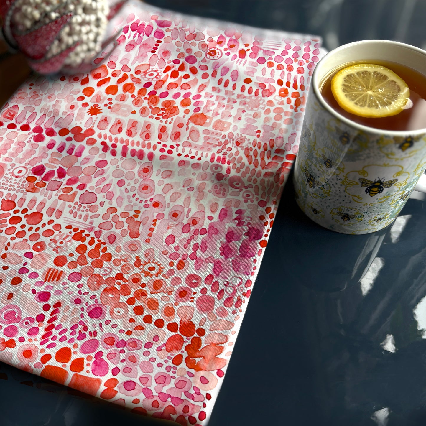 Pink dots, Watercolour pattern, 100% Cotton