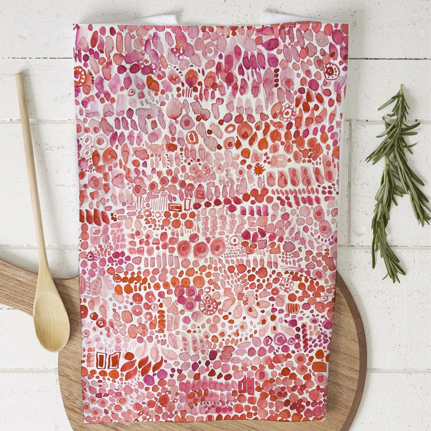 Pink dots, Watercolour pattern, 100% Cotton