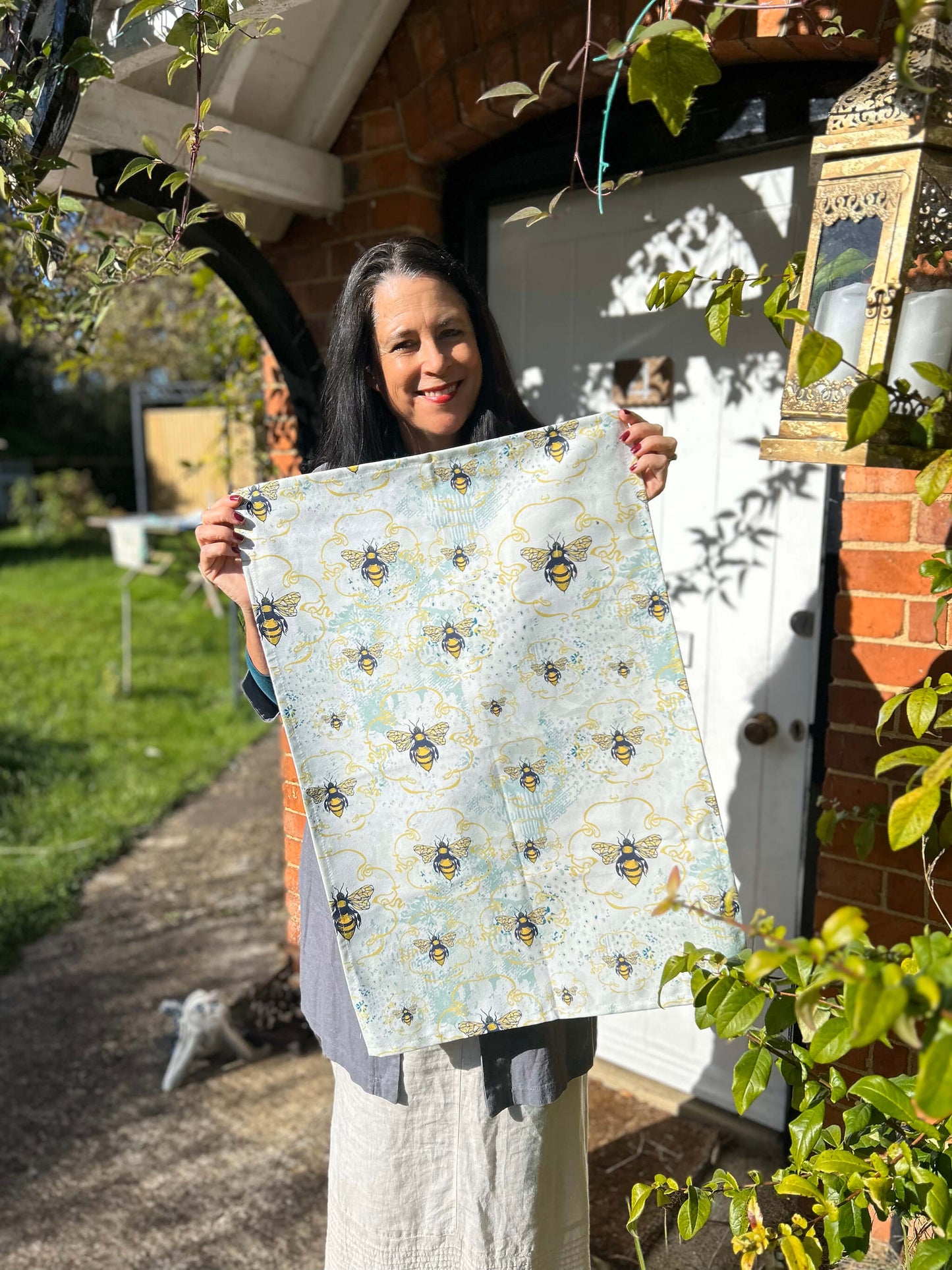 Honeybee Sky Tea Towel – 100% Cotton, Artist Designed