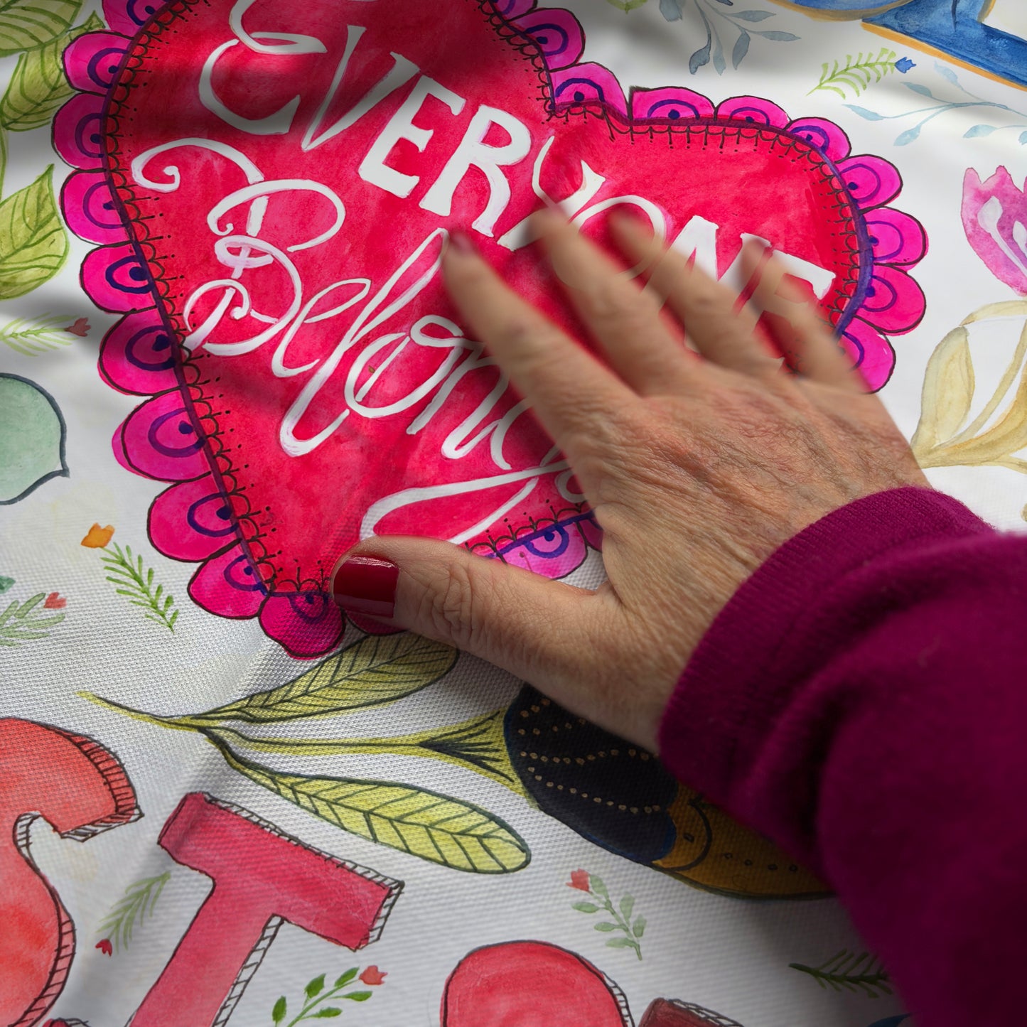 Disobey, Resist - Everyone Belongs cotton tea towel, by Bonny Jennings
