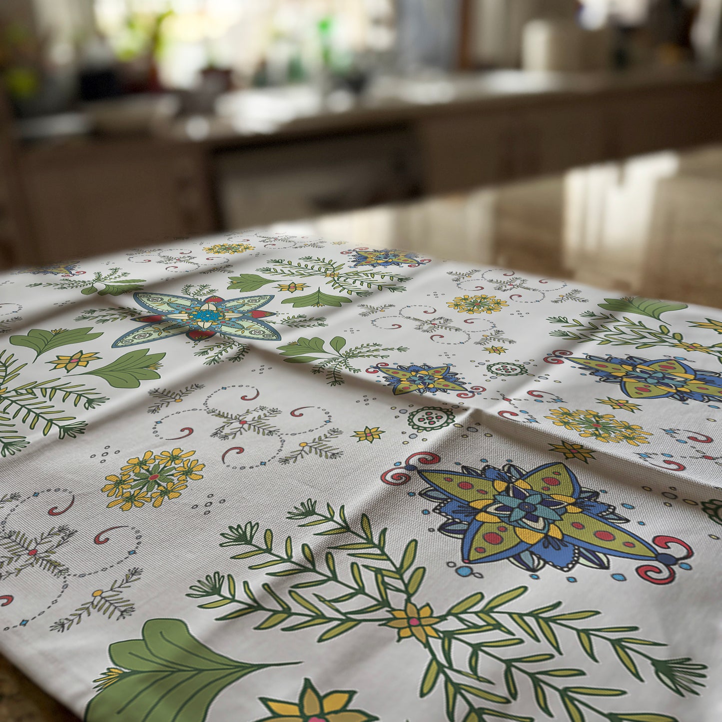 Folk Lattice Tea Towel – 100% Cotton, Artist Designed