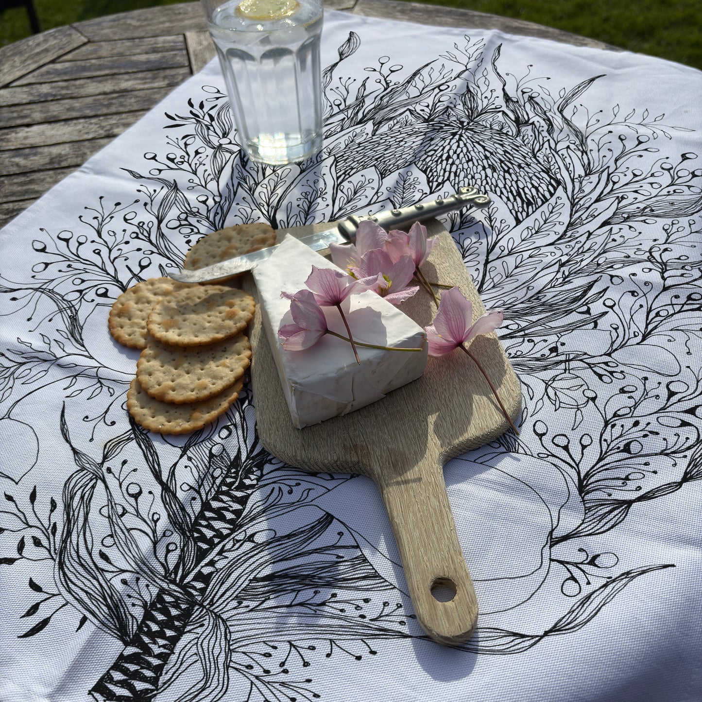 Fortitude Hand Drawn Protea Tea Towel, 100% Cotton