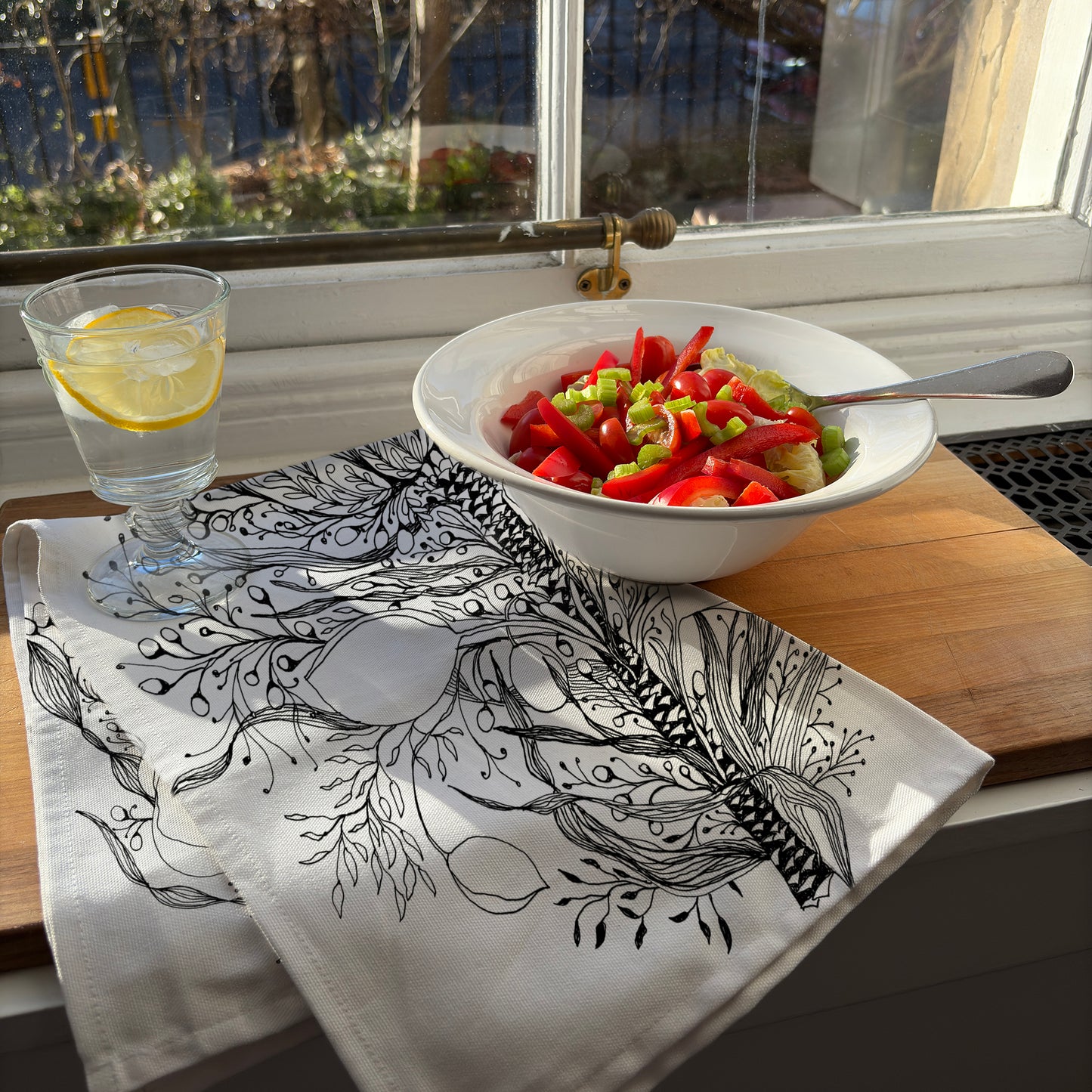 Fortitude Hand Drawn Protea Tea Towel, 100% Cotton