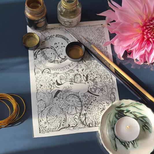 “C$nt"” Woodland Hare, Black & White Art Print