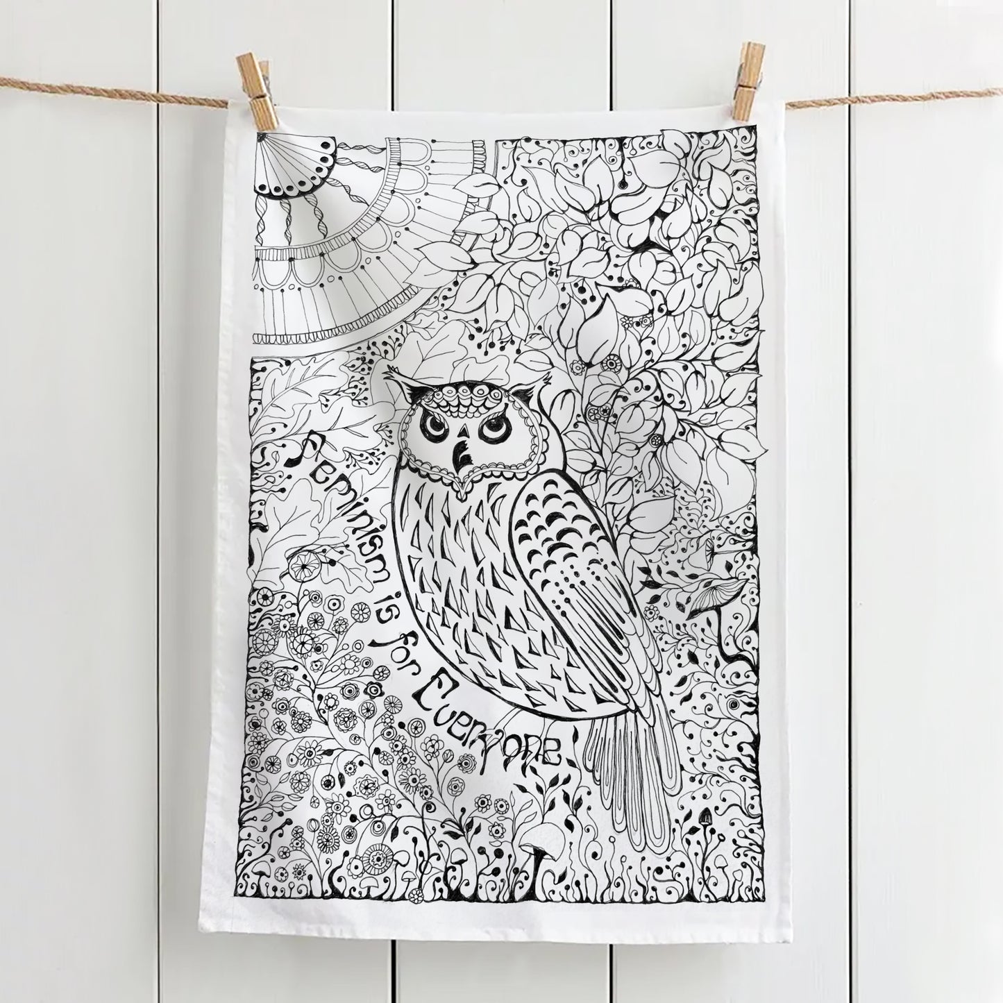 'Feminism is for Everyone' Tea Towel - Artist Drawn 100% Cotton