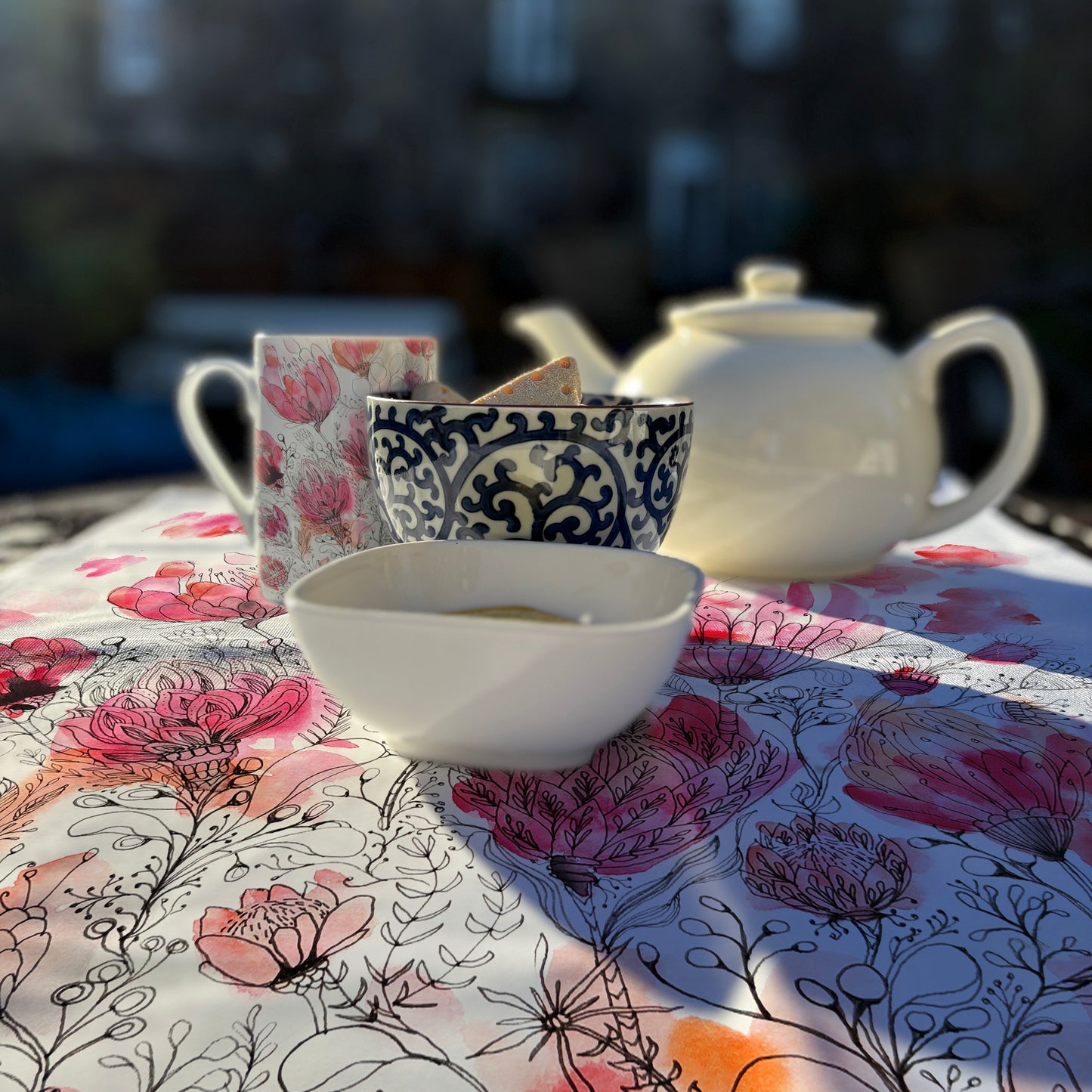 Pink and Delicate Protea Tea Towel, 100% Cotton