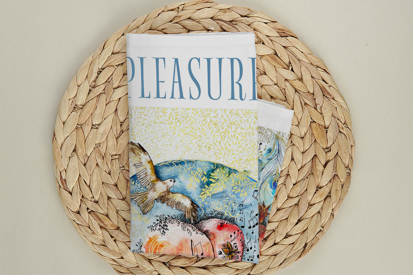 'Pleasure', A Gathering Joy Designer Cotton Tea Towel