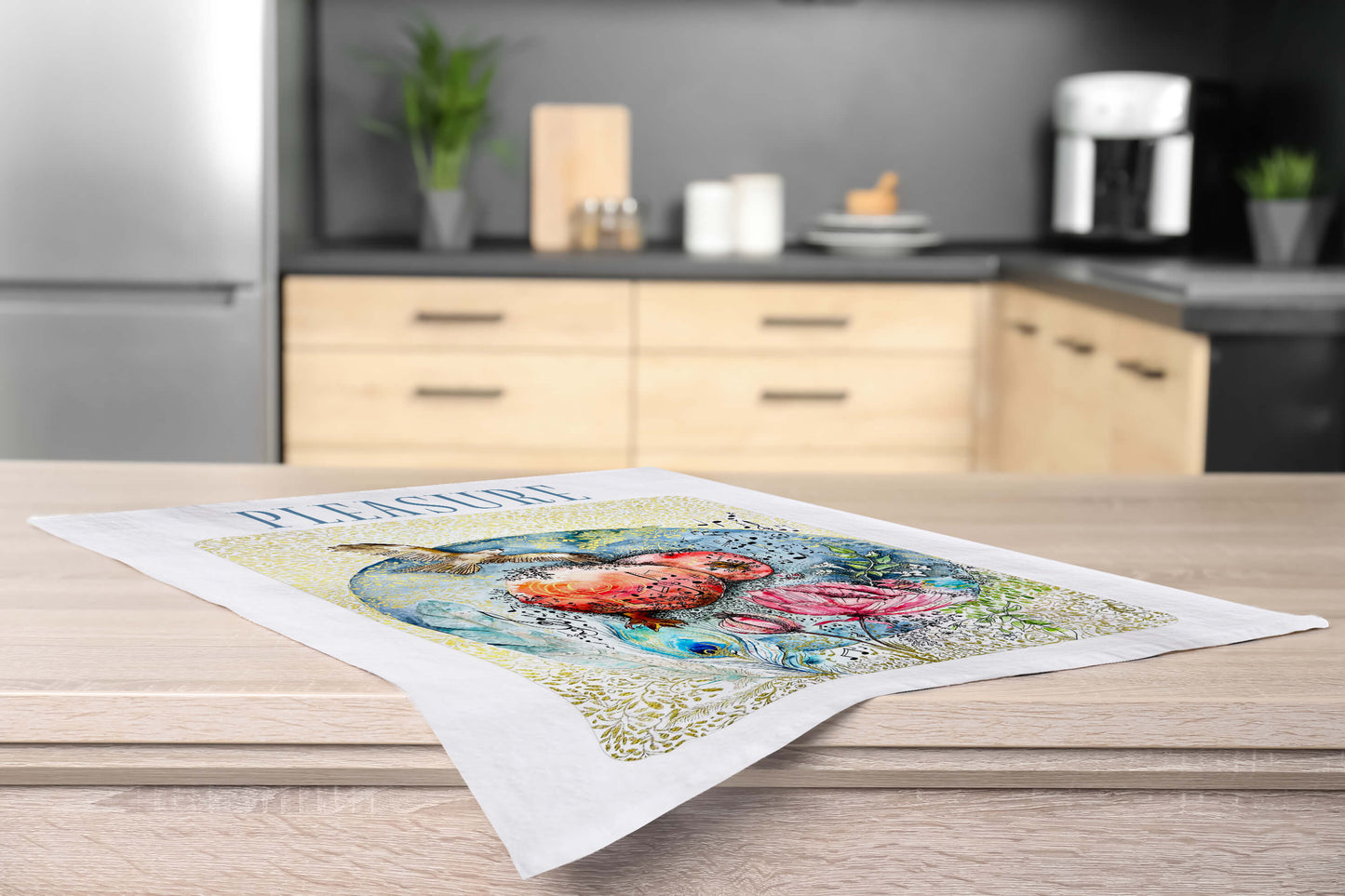 'Pleasure', A Gathering Joy Designer Cotton Tea Towel