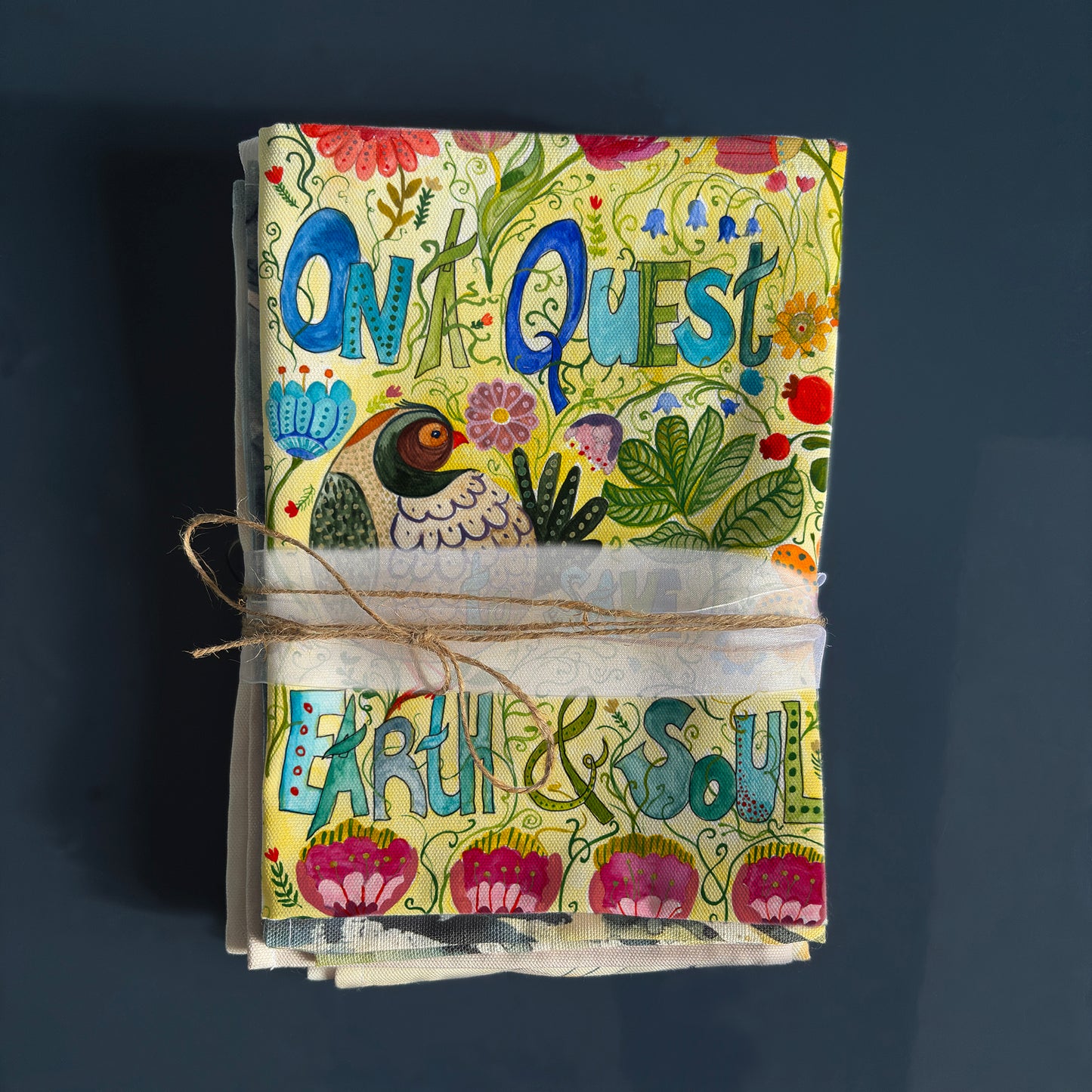 On a Quest to Save Earth & Soul - Cotton Tea Towel by Bonny Jennings