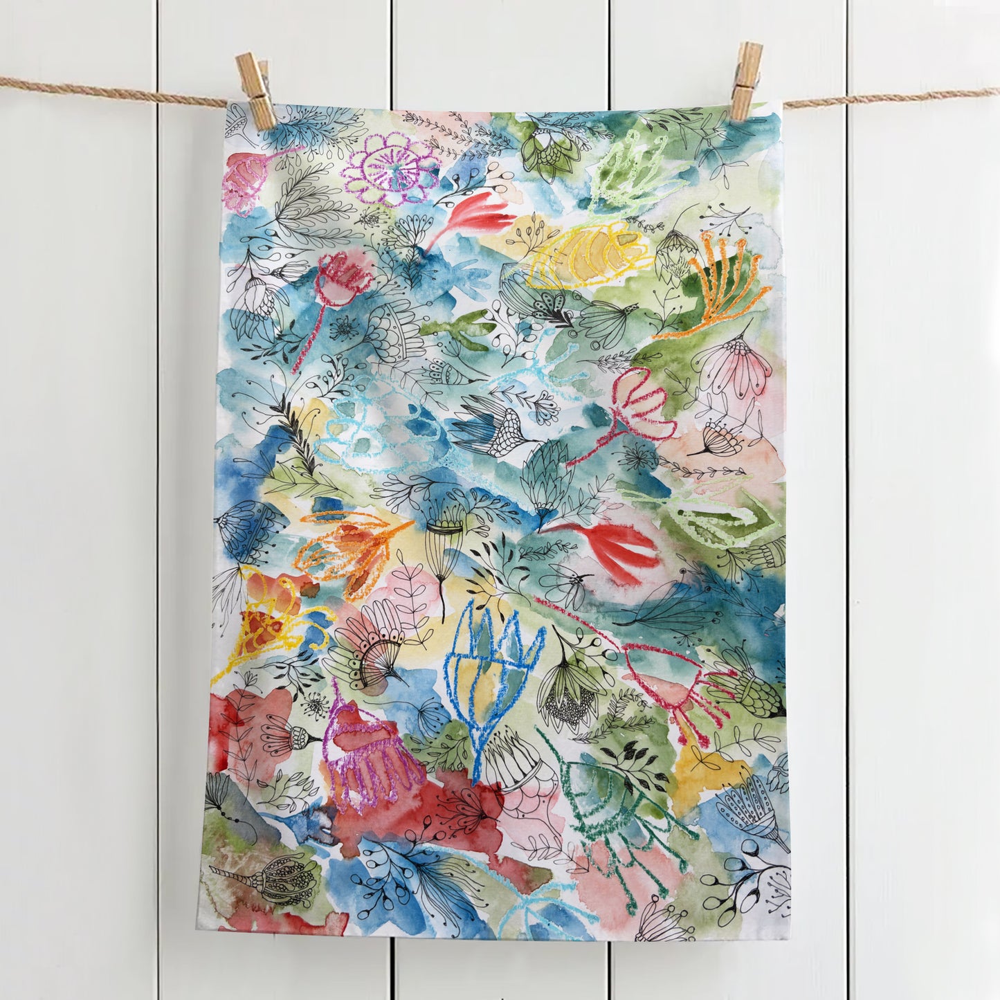 Rainbow protea tea towel, 100% cotton, LGBT gift