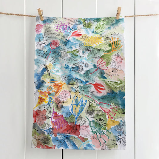 Rainbow protea tea towel, 100% cotton, LGBT gift