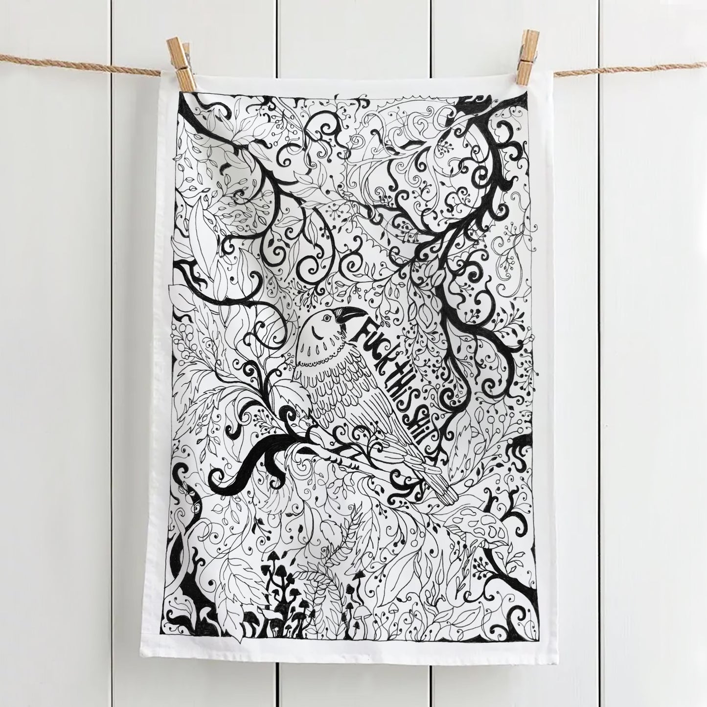 'Fuck this Shit' Tea Towel - Artist Drawn, 100% Cotton