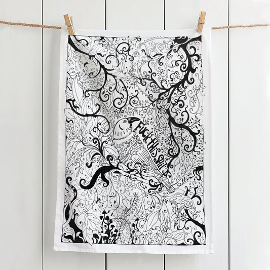 'Fuck this Shit' Tea Towel - Artist Drawn, 100% Cotton