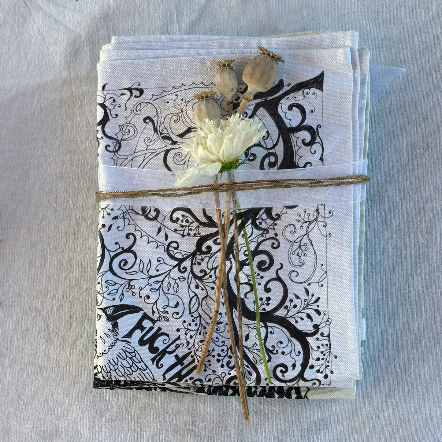 'Fuck this Shit' Tea Towel - Artist Drawn, 100% Cotton