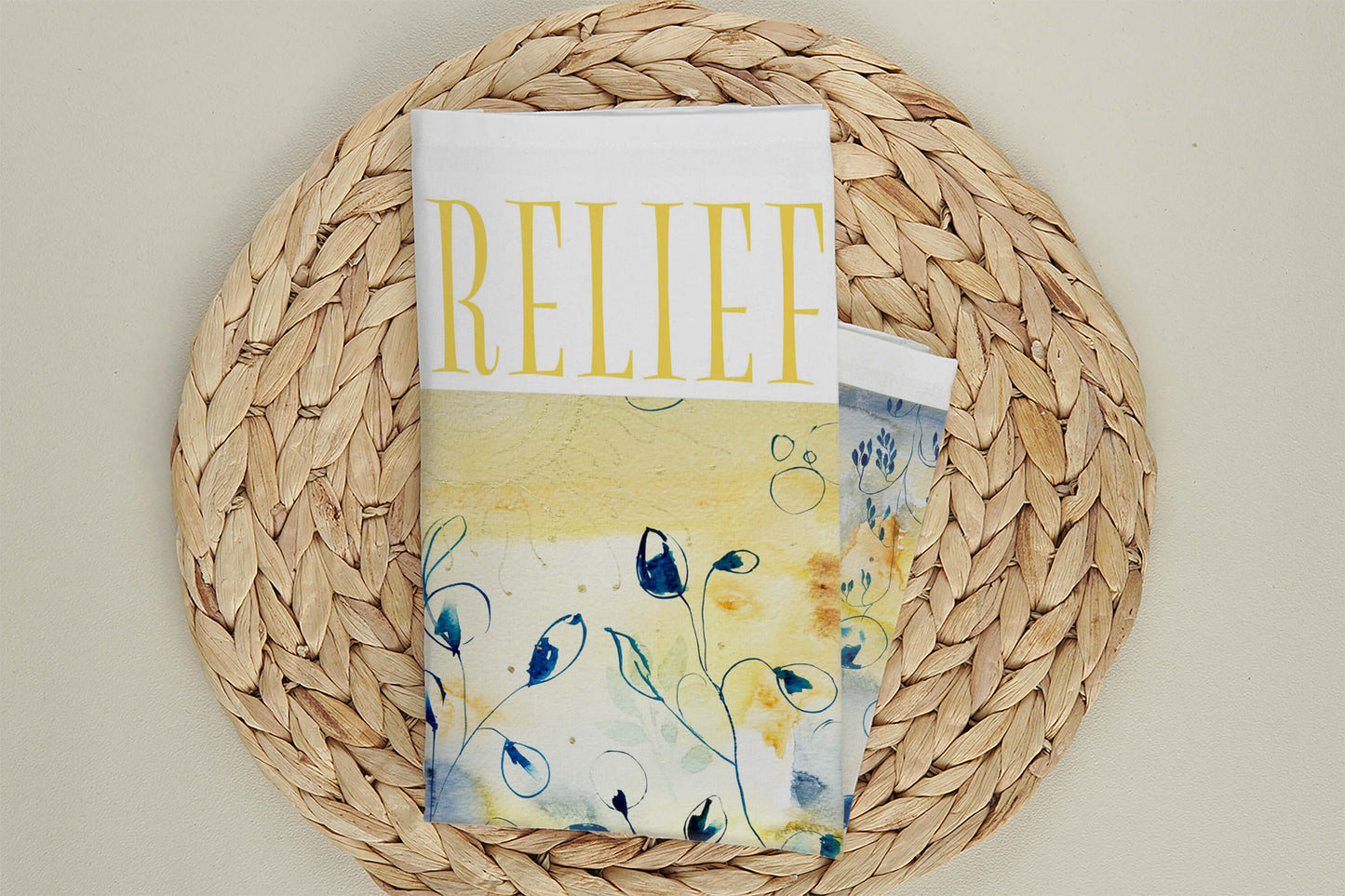 'Relief', A Gathering Joy Designer Cotton tea towel