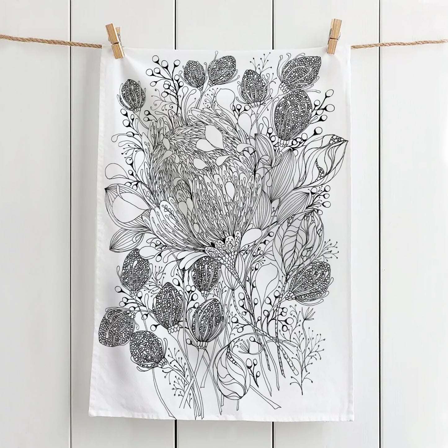 Resistence Protea, Detailed Tea Towel, 100% Cotton