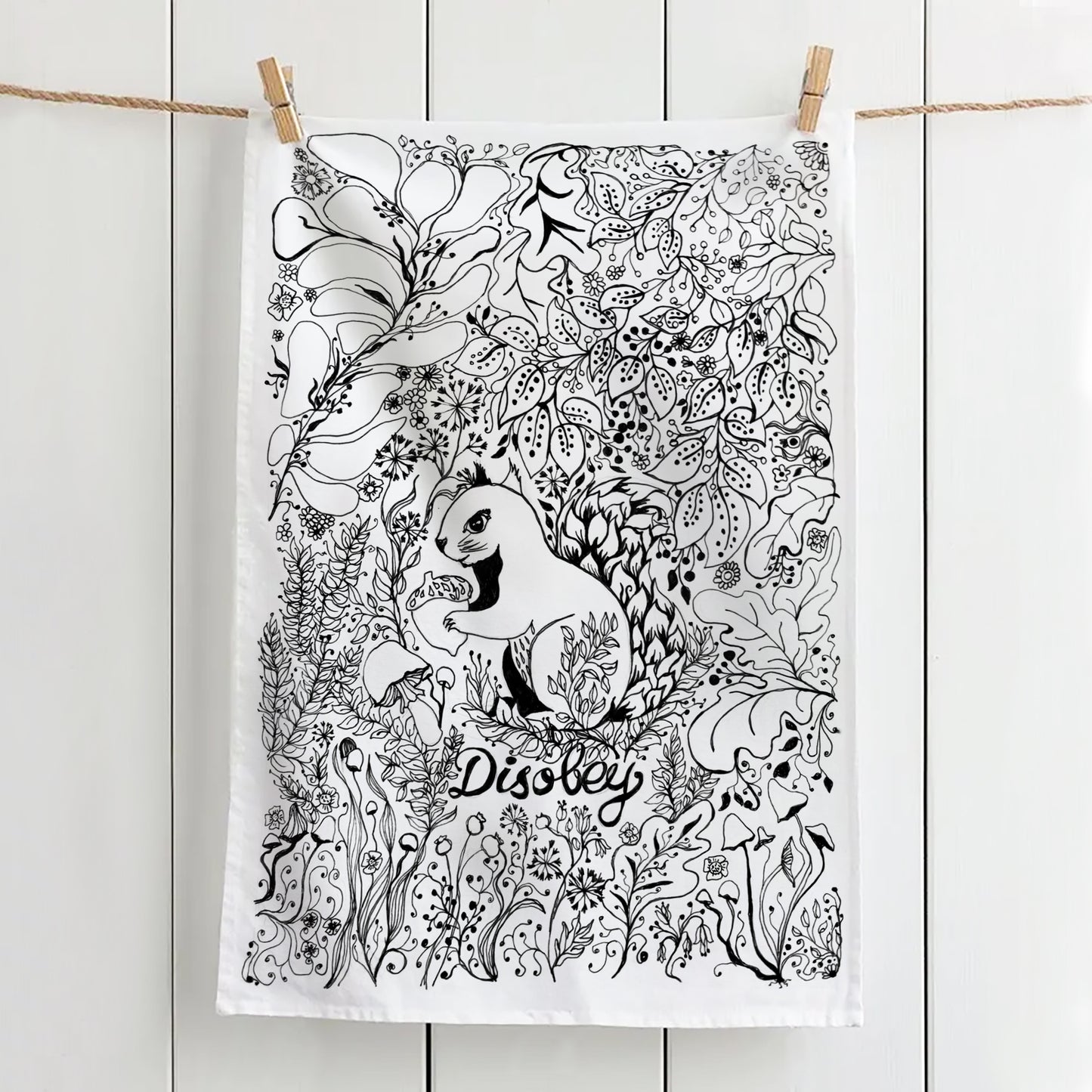 'Disobey' Tea Towels - Artist Drawn, 100% Cotton