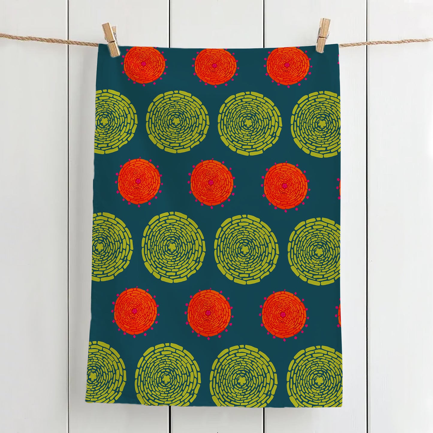 Summer Basket Tea Towel – 100% Cotton, Artist Designed