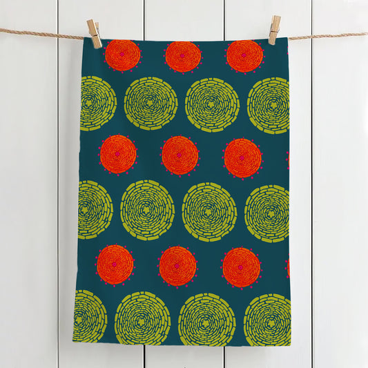 Summer Basket Tea Towel – 100% Cotton, Artist Designed