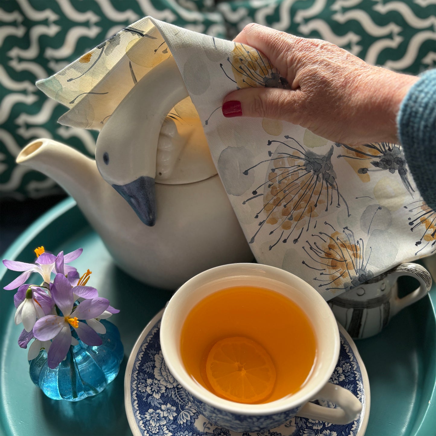 Twilight Pincushion Tea Towel, Sustainable Cotton