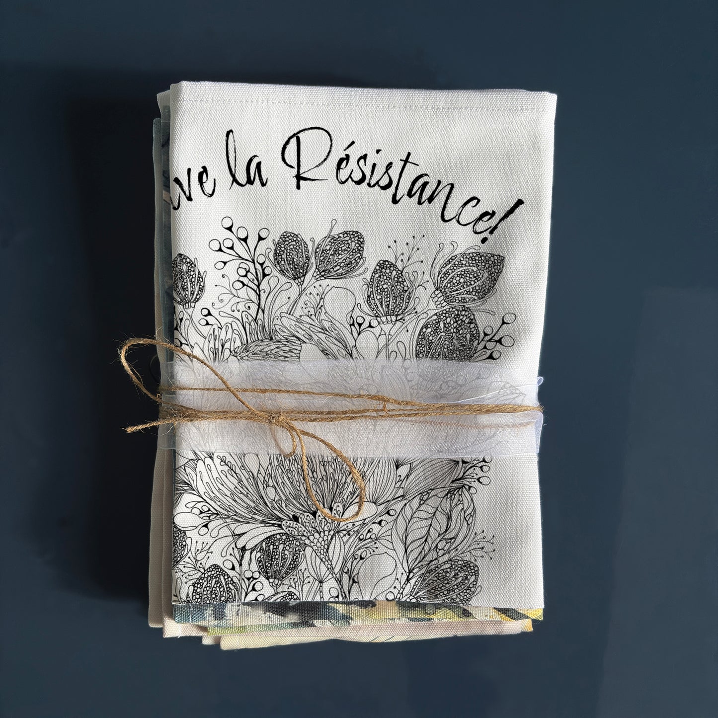 Vive La Résistance – Pen & Ink Protea Tea Towel by Bonny Jennings