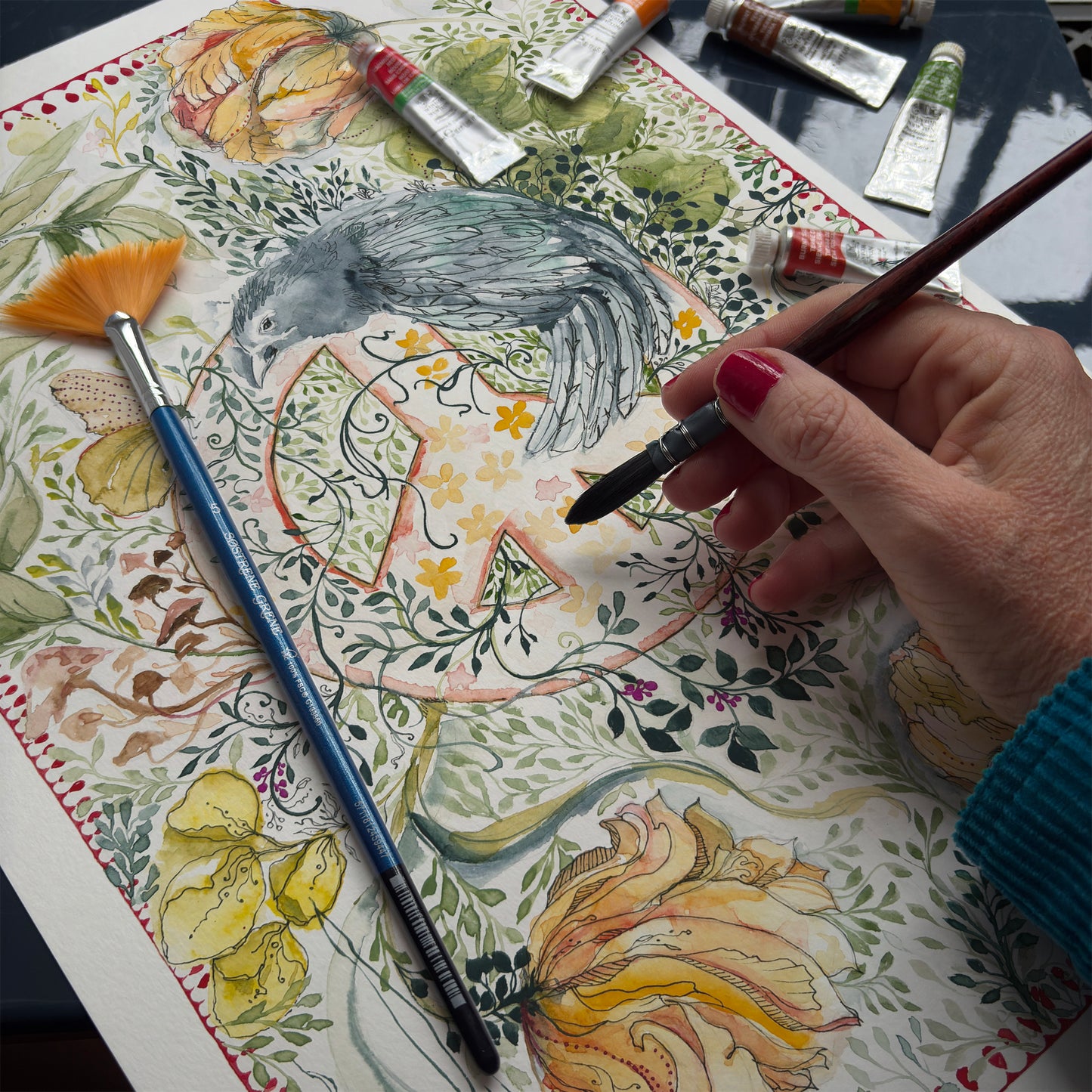 Watching, 100% Cotton tea towel by Bonny Jennings