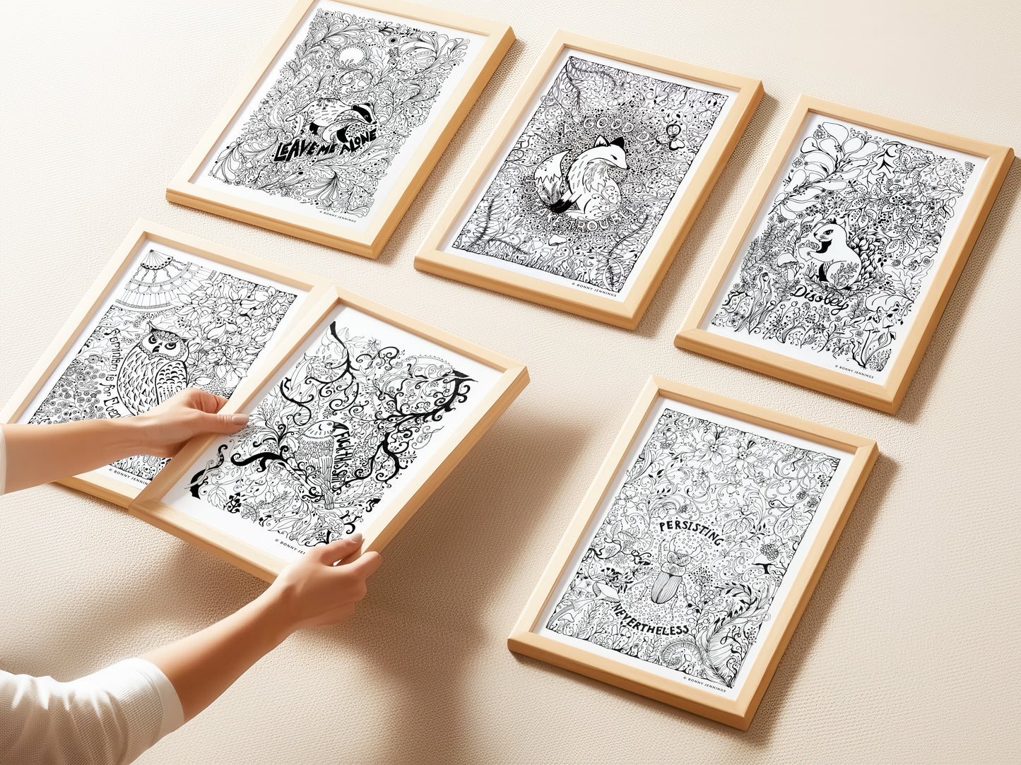 “Feminism Is For Everyone” Woodland Owl, Black & White Art Print