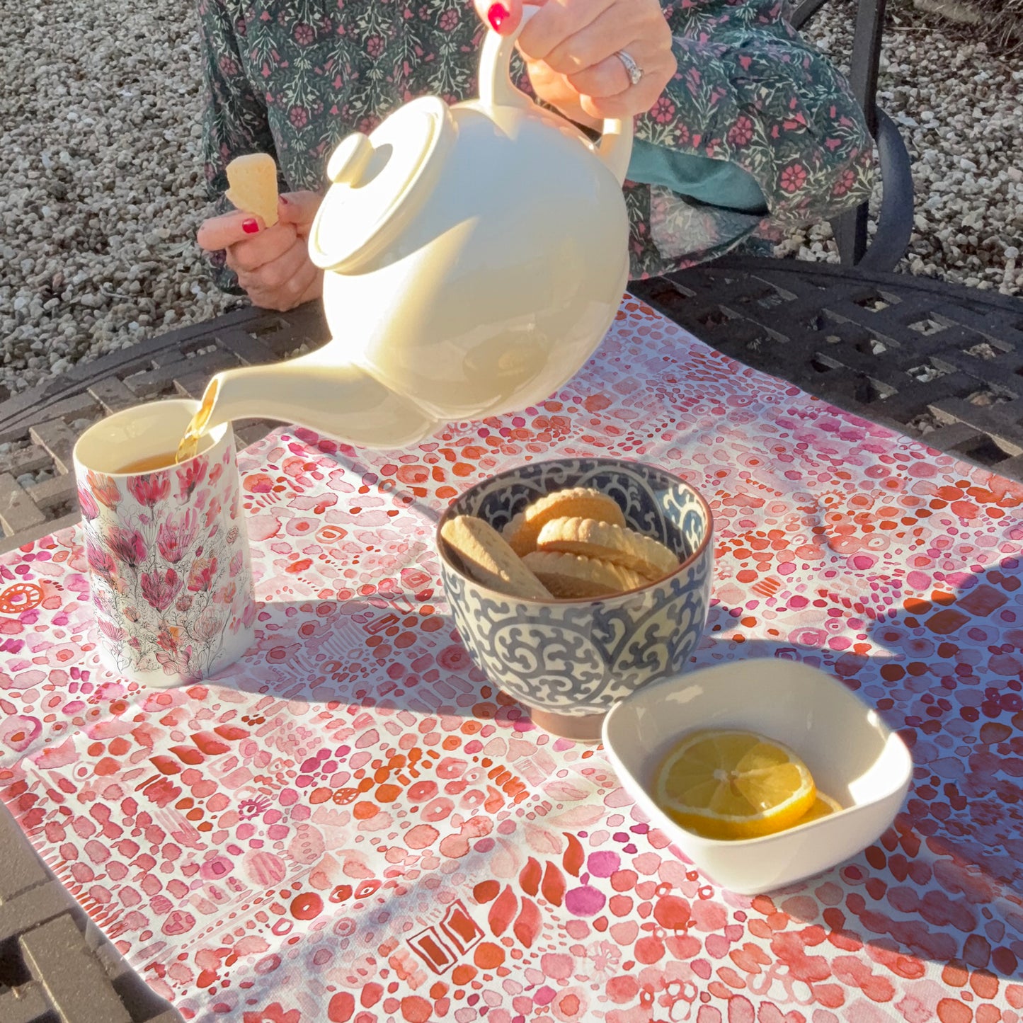 Pink dots, Watercolour pattern, 100% Cotton